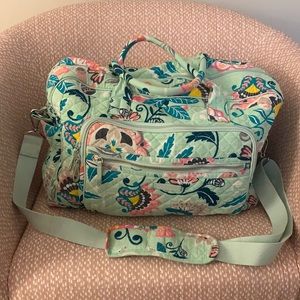 Vera Bradley Weekender Grand Traveler  in Mint Flowers Print